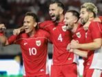 Para pemain timnas Indonesia saat merayakan gol kemenangan pada laga FIFA Match Day melawan Taiwan dengan hasil 6-0 (5/9/2025). Foto: ANTARA/Rizal Hanafi