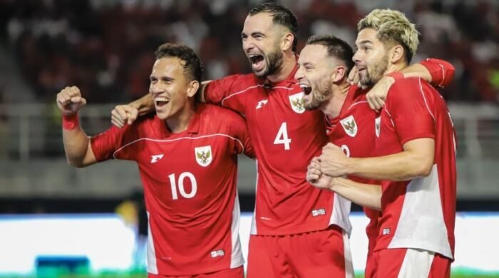 Para pemain timnas Indonesia saat merayakan gol kemenangan pada laga FIFA Match Day melawan Taiwan dengan hasil 6-0 (5/9/2025). Foto: ANTARA/Rizal Hanafi