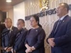 Ketua DPR RI Puan Maharani bersama jajaran Pimpinan DPR RI saat konferensi pers di kompleks parlemen, Jakarta, Selasa (23/9/2025). FOTO : ANTARA/Bagus Ahmad Rizaldi