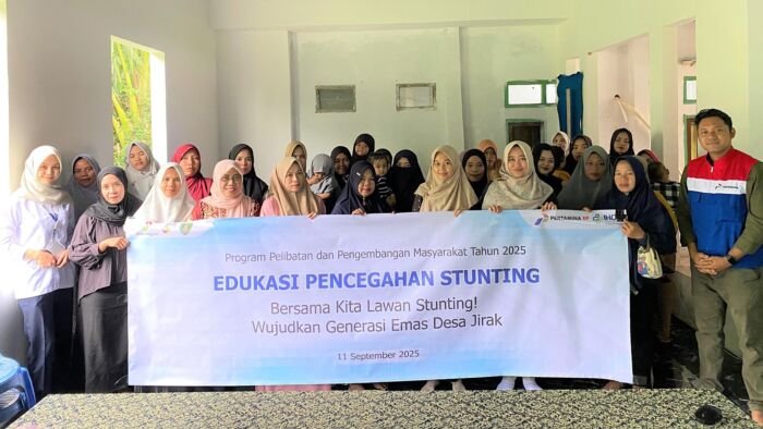 PEP Tanjung Field bersama RSPT dan Puskesmas menyelenggarakan kegiatan Edukasi Pencegahan Stunting dan Demo Masak Menu Bergizi di Aula Kantor Desa Jirak, Kecamatan Pugaan, Tabalong, Kalimantan Selatan, pada 11 September 2025. Foto: HO/Pertamina EP