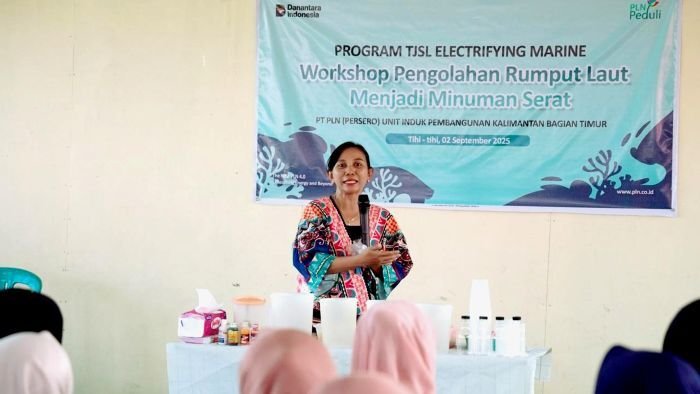 PLN UIP KLT menggelar workshop pengolahan rumput laut di Kampung Tihi-Tihi, Kota Bontang, pada Selasa (2/9/2025). Foto: HO/PLN UIP KLT
