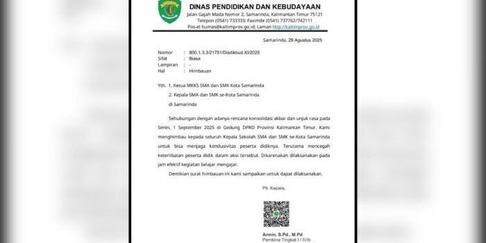 Cegah Siswa Turun ke Jalan, Disdikbud Kaltim Terbitkan Surat Edaran untuk SMA/SMK