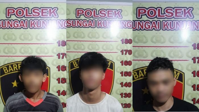 Tiga Pelaku yang diamankan beserta barang bukti antara lain linggis, pakaian yang digunakan saat beraksi. Foto: HO/Humas Polresta Samarinda