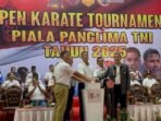 Wakil Panglima TNI, Jenderal TNI Tandyo Budi Revita menutup Open Karate Tournament Piala Panglima TNI 2025 di Balikpapan Sport and Convention Center (BSCC)/Dome, pada  Minggu (21/9/2025). Foto: BorneoFlash/Niken Sulastri