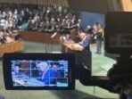 Dalam Debat Umum SMU PBB sesi ke-80 di Markas Besar Umum PBB di New York, Amerika Serikat, Presiden Amerika Serikat Donald Trump sedang berpidato (23/9/2025). Foto: ANTARA/Kuntum Riswan
