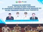 Bupati Mahulu, Angela Idang Belawan, saat membuka kegiatan Peningkatan Kompetensi PA/KPA, PPK, dan Pejabat Pengadaan di lingkungan Pemerintah Kabupaten Mahulu di Ballroom Kantor Bupati, pada Selasa (14/10/2025). Foto: HO/Prokopim Mahulu