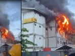Hunian Pekerja Konstruksi 1 Tower 14 IKN terbakar, pada Rabu (1/10/2025). Foto: tangkapan layar video