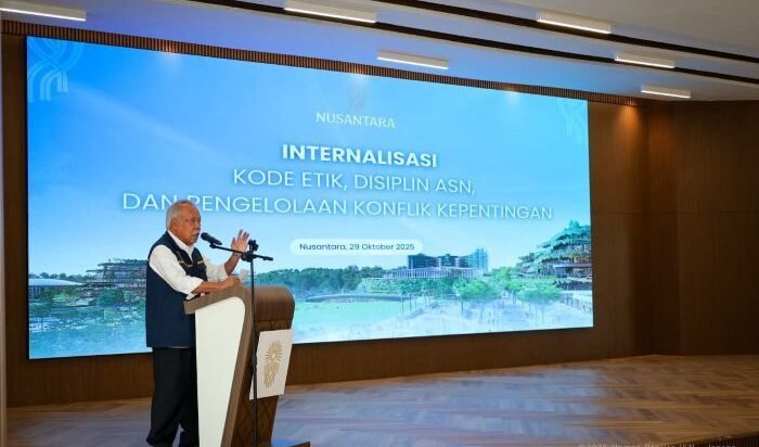 Kepala Otorita IKN Basuki Hadimuljono Saat kegiatan "Internalisasi Kode Etik, Disiplin, ASN, dan Pengelolaan Konflik Kepentingan" di Kantor Kemenko 3, KIPP Nusantara, Rabu (29/10/2025). Foto: HO/Humas Otorita IKN