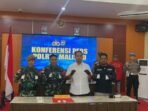 Konferensi pers Tim gabungan Satgas Pamtas RI–Malaysia Yonarmed 4/Parahyangan dan Sat Resnarkoba Polres Malinau, pada Jumat (10/10/2025). Foto: HO/Pendam VI/Mlw