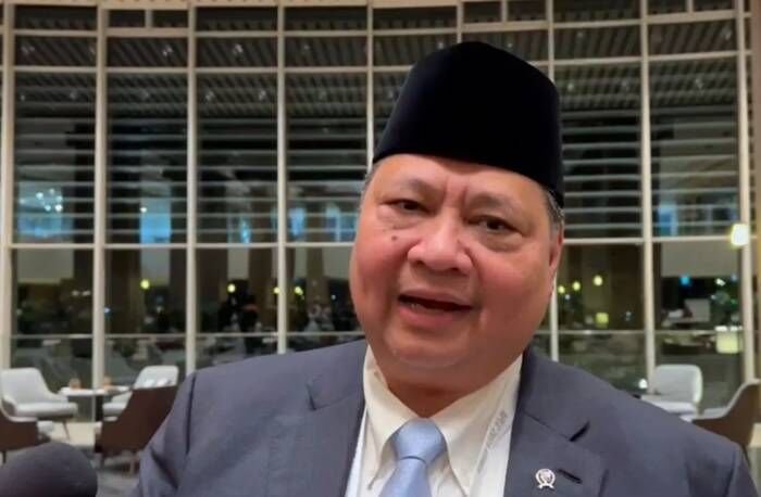 Menteri Koordinator Bidang Perekonomian Airlangga Hartarto menyampaikan pernyataan di sela KTT APEC 2025 di Kota Gyeongju, Provinsi Gyeongsang Utara, Korea Selatan, Jumat (31/10/2025). FOTO : ANTARA/HO-Pri Menteri Koordinator Bidang Perekonomian Airlangga Hartarto menyampaikan pernyataan di sela KTT APEC 2025 di Kota Gyeongju, Provinsi Gyeongsang Utara, Korea Selatan, Jumat (31/10/2025). FOTO : ANTARA/HO-Pri