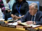 Sekretaris Jenderal PBB Antonio Guterres berpidato pada pertemuan Dewan Keamanan di Markas Besar PBB di New York, 22 Juli 2025. ANTARA/Xinhua/Eskinder Debebe/Foto PBB