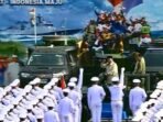 Presiden Prabowo Subianto memeriksa pasukan dalam rangkaian upacara peringatan HUT Ke-80 TNI di Lapangan Silang Monas, Jakarta, Minggu (5/10/2025). FOTO : ANTARA/HO-BPMI Sekretariat Presiden.