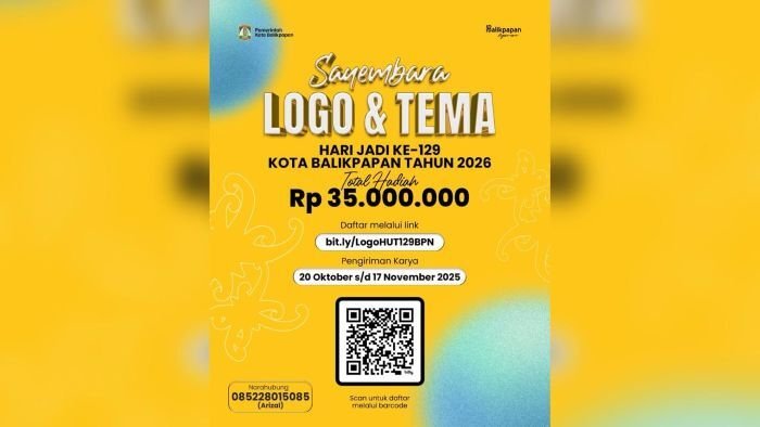 Sayembara desain logo dan tema HUT ke 129 Kota Balikpapan Tahun 2026. Sayembara desain logo dan tema HUT ke 129 Kota Balikpapan Tahun 2026. Foto: BorneoFlash/IST