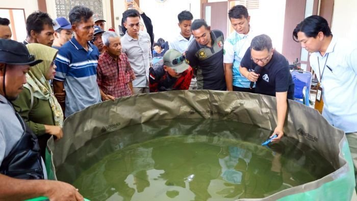 Sejumlah 28 peserta pelatihan diajak mengenali sekaligus mengikuti pelatihan budidaya ikan air tawar yang dilaksanakan oleh Otorita IKN di BPU Sepaku, pada Kamis (16/10/2025). Foto: HO/Humas Otorita IKN