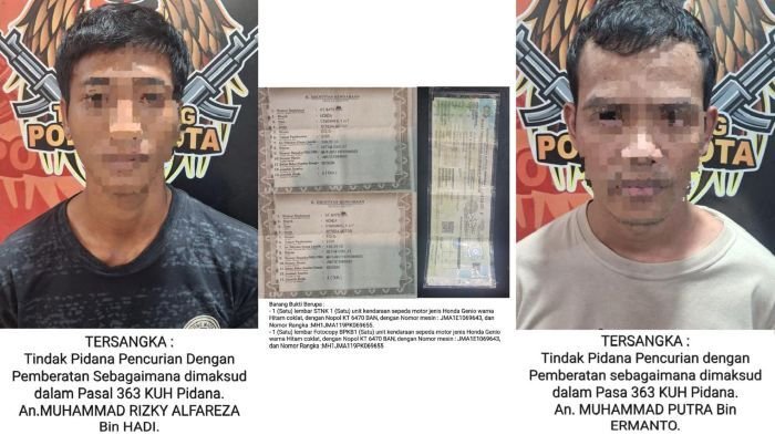 Tersangka dan Barang bukti yang diamankan Polsek Samarinda Kota. Foto: HO/Humas Polresta Samarinda