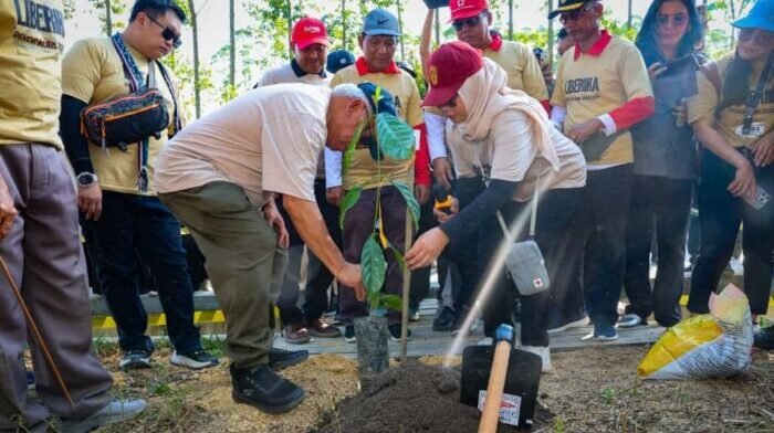 Berlokasi di DAS Sanggai, KIPP Nusantara, Ibu Kota Nusantara menorehkan rekor MURI terbaru sebagai aksi penanaman 1010 kopi liberika dengan jumlah peserta terbanyak sejumlah 1486 peserta, Jumat (10/10/2025). Foto: HO/Humas Otorita IKN