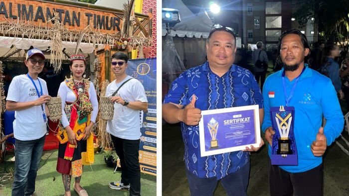 Dari Desa Bangun Mulya, PPU, KIM Mangun Karya yang mewakili Kaltim pada festival nasional ini memikat dengan mengusung tema Adat Budaya Paser. Foto: HO/Diskominfo PPU