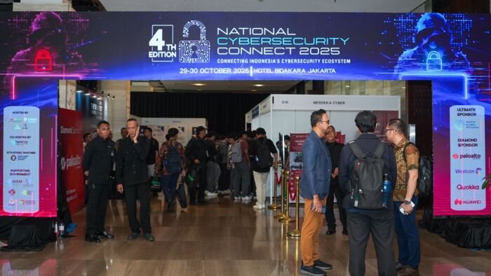 Konferensi dan pameran keamanan siber terbesar di Indonesia, National Cybersecurity Connect (NCSC) 2025 digelar di Hotel Bidakara Jakarta, pada 29–30 Oktober 2025. Foto: HO/Humas Otorita IKN