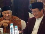Menteri Agama Nasaruddin Umar dan Quraish Shihab saat menghadiri Ijtimak Ulama Tafsir Al Quran di Jakarta, Rabu (19/11/2025). FOTO : ANTARA/HO-Kemenag