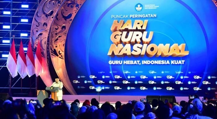 Presiden Prabowo Subianto menghadiri Puncak Peringatan Hari Guru Nasional (HGN) Tahun 2025 yang digelar di Indonesia Arena, Jakarta, pada Jumat (28/11/2025). Foto: HO/BPMI Setpres
