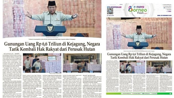 Headline E-Paper BorneoFlash Edisi Senin 29 Desember 2025
