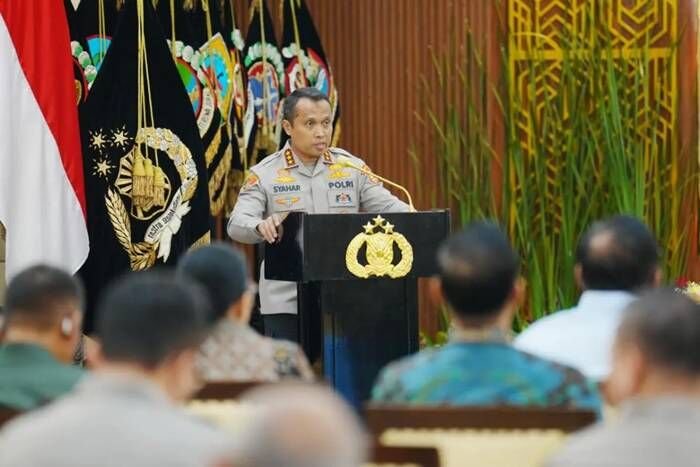 Kepala Bareskrim (Kabareskrim) Polri Komjen Pol. Syahardiantono berbicara dalam acara Rilis Akhir Tahun 2025 di Gedung Rupatama Mabes Polri, Jakarta, Selasa (30/12/2025). FOTO: ANTARA/HO-Divisi Humas Polri