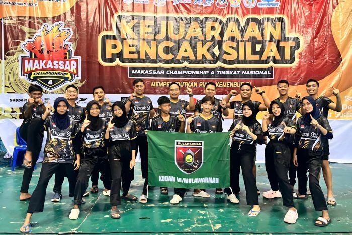 Kontingen Pencak Silat Kodam VI/Mulawarman Borong Medali di Kejurnas Makassar Championship-4 Tahun 2025 yang digelar di GOR Sudiang, Kota Makassar, Sulawesi Selatan, 20 - 21 Desember 2025. Foto: HO/Pendam VI/Mlw