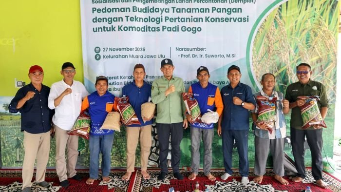 Sosialisasi Pengembangan Lahan Percontohan (Demplot) Budidaya Padi Gogo kepada para petani di Kecamatan Muara Jawa, Kabupaten Kutai Kartanegara yang dilaksanakan pada Kamis (27/11/2025). Foto: HO/Humas Otorita IKN
