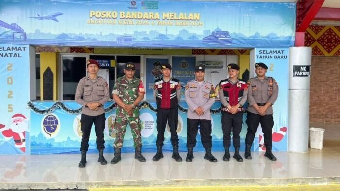 Tim Patroli Samapta Polres Kubar kembali melaksanakan pemantauan lapangan dengan menyambangi Bandara Melalan, pada Senin (29/12/2025). Foto: HO/Humas Polres Kubar