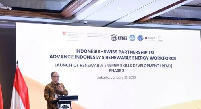 Direktur Jenderal Pendidikan Tinggi (Dirjen Dikti) Kemdiktisaintek Khairul Munadi memberi sambutan dalam kegiatan Indonesia-Swiss Partnership to Advance Indonesia's Renewable Energy Workforce: Launch of Renewable Energy Skills Development (RESD) Phase 2, di Jakarta (21/1/2026).FOTO : ANTARA/HO-Kemdiktisaintek