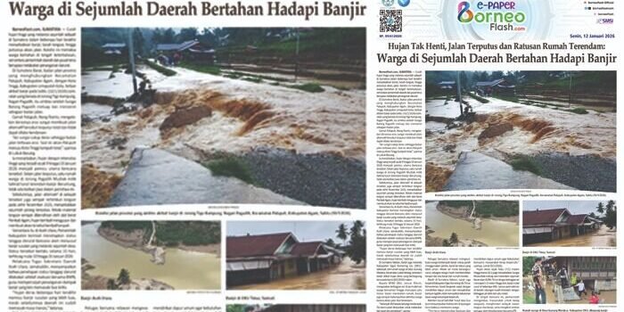 Headline E-Paper BorneoFlash Edisi Senin 12 Januari 2026.