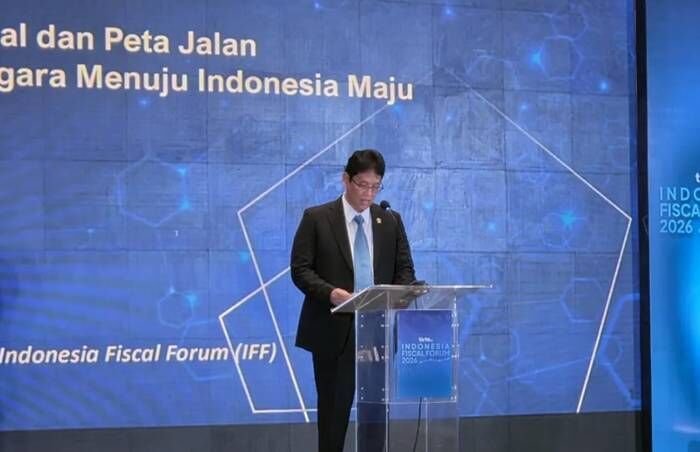 Menteri Keuangan RI Purbaya Yudhi Sadewa dalam acara Indonesia Fiscal Forum (IFF) 2026 di Jakarta, Selasa (27/1/2026). FOTO : ANTARA/Bayu Saputra