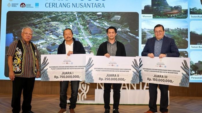 Otorita IKN mengumumkan pemenang Sayembara Desain Bangunan dan Kawasan Pusat Kebudayaan IKN sekaligus meluncurkan buku Pembangunan IKN Tahap I pada Jumat (30/01/2026) di Kantor Kemenko 3, KIPP IKN. Foto: HO/Humas Otorita IKN