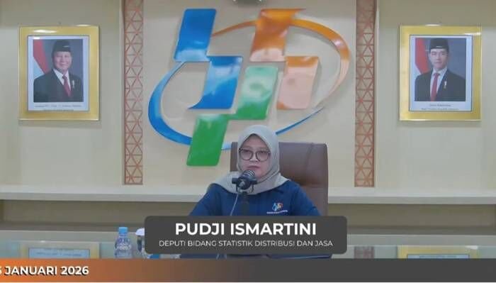 Tangkapan layar - Deputi Bidang Statistik Distribusi dan Jasa Badan Pusat Statistik (BPS) Pudji Ismartini menyampaikan Rilis Berita Resmi Statistik di Jakarta, Senin (5/1/2026). FOTO : ANTARA/Uyu Septiyati Liman.