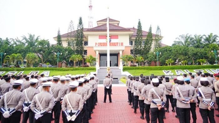 Upacara Hari Kesadaran Nasional di Lapangan Mapolda Kaltim, pada Senin (19/01/2026). Foto: HO/Humas Polda Kaltim