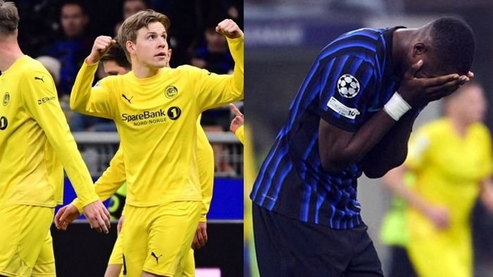 Bodo/Glimt, menyingkirkan finalis musim lalu, Inter Milan. Inter takluk 1-2 di hadapan pendukungnya sendiri di Giuseppe Meazza yang membuat Nerazzurri tersingkir dengan agregat 2-5. Foto: BorneoFlash/Kolase