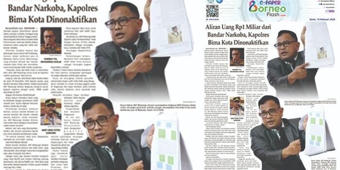 Headline E-Paper BorneoFlash Edisi Senin 16 Februari 2026.