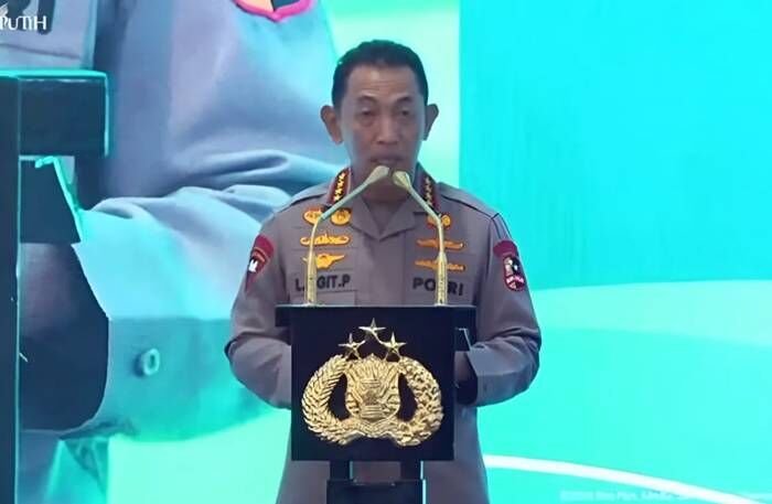 Tangkapan layar - Kapolri Jenderal Pol. Listyo Sigit Prabowo berbicara dalam acara Peresmian dan Groundbreaking 1.179 SPPG serta 18 Gudang Ketahanan Pangan Polri oleh Presiden RI di kawasan Jakarta Barat, Jumat (13/2/2026). FOTO :ANTARA/Youtube/Sekretariat Presiden/Nadia Putri Rahmani