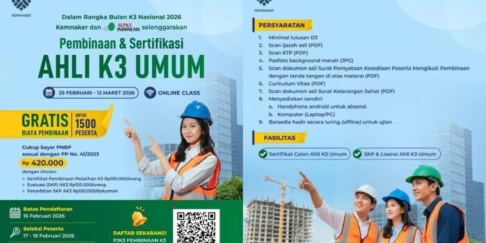 Kemnaker bersama ALPK3I membuka program Pembinaan dan Sertifikasi Ahli K3 Umum. Foto: HO/Biro Humas Kemnaker