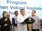 Menteri Ketenagakerjaan, Yassierli dalam Konferensi Pers terkait Program Pelatihan Vokasi Nasional Tahun 2026 di Kantor Kemnaker, pada Jumat (27/2/2026). Foto: HO/Biro Humas Kemnaker