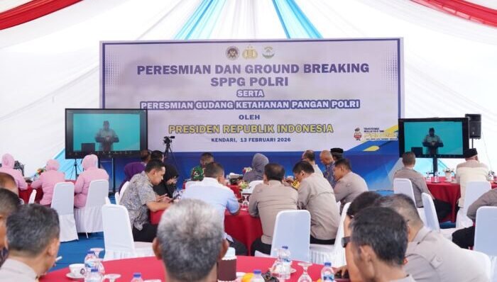Presiden Prabowo Subianto meresmikan 1.179 SPPG dan 18 gudang ketahanan pangan Polri secara serentak di seluruh Indonesia, pada Jumat (13/2/2026). Foto: BorneoFlash/Ist