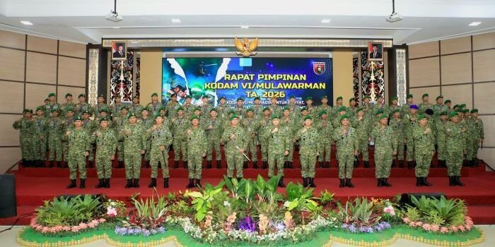 Rapat Pimpinan (Rapim) Kodam VI/Mulawarman Tahun Anggaran TA 2026 yang diselenggarakan di Makodam VI/Mulawarman, pada Senin (23/2/2026). Foto: HO/Pendam VI/Mlw