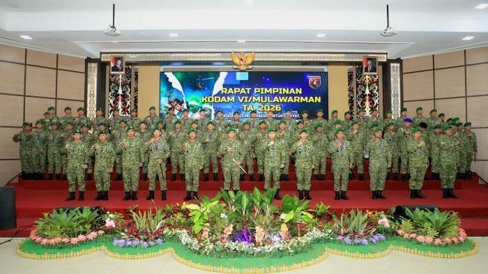 Rapat Pimpinan (Rapim) Kodam VI/Mulawarman Tahun Anggaran TA 2026 yang diselenggarakan di Makodam VI/Mulawarman, pada Senin (23/2/2026). Foto: HO/Pendam VI/Mlw