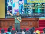 Pangdam VI/Mulawarman, Mayjen TNI Krido Pramono, S.H., M.Si., memberikan pembekalan kepada 1.420 siswa/i SMA dan SMK Kartika V-1 Balikpapan Yayasan Kartika Jaya yang digelar di Aula Makodam VI/Mulawarman, pada Kamis (26/2/2026). Foto: HO/Pendam VI/Mlw