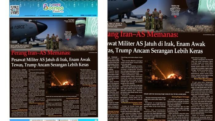 Headline E-Paper BorneoFlash Edisi Senin 16 Maret 2026,