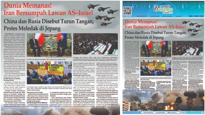 Headline E-Paper BorneoFlash Edisi Senin 9 Maret 2026.
