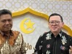 Inspektur Jenderal Kemenperin M Rum (kanan) bersama Plt Direktur Jenderal Industri Agro Kemenperin Putu Juli Ardika (kiri) ditemui usai pembukaan Bazaar Lebaran di Jakarta, Selasa (10/3/2026). FOTO : ANTARA/AMuzdaffar Fauzan.