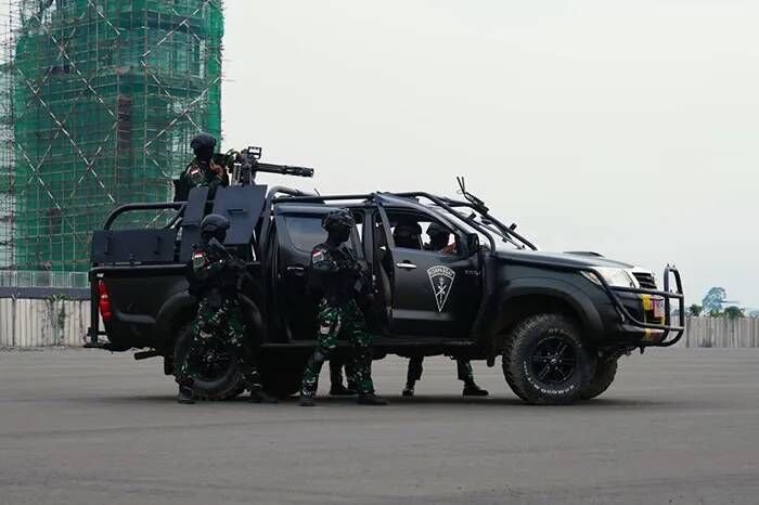 Rantis Korpasgat TNI AU dalam latihan komando gabungan di Morowali. FOTO: Dok. Puspen TNI