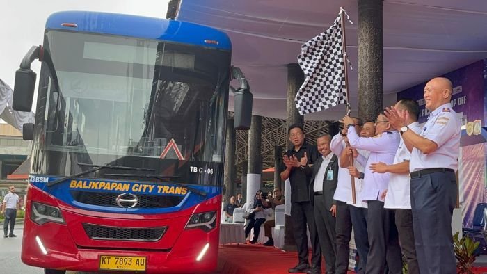 Launching Fasilitas Pick Up dan Drop Off Balikpapan City Trans (BaCitra) di Bandara Sultan Aji Muhammad Sulaiman (SAMS) Sepinggan, pada Senin (9/3/2026). Foto: BorneoFlash/Ardian