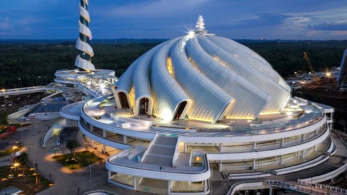 Masjid Negara di Kawasan Inti Pusat Pemerintahan, Ibu Kota Nusantara. Masjid ini akan menjadi lokasi pelaksanaan Salat Idulfitri 1447 Hijriah, yang akan menjadi Salat Idulfitri perdana di masjid tersebut. Foto: HO/Humas Otorita IKN